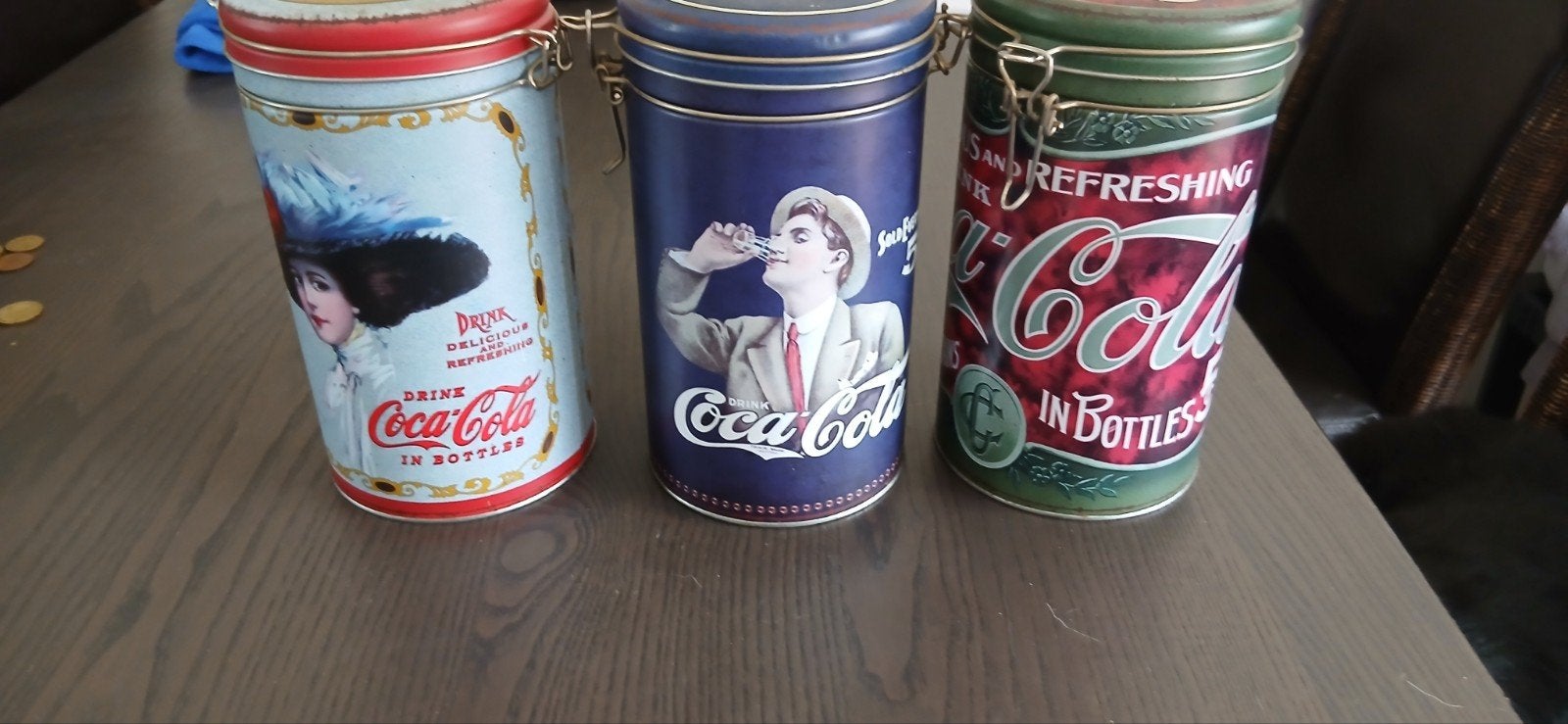 Set van 3 vintage Coca-Cola blikken - decoratieve opslag, Verzenden, Gebruikt, Overige, Overige merken