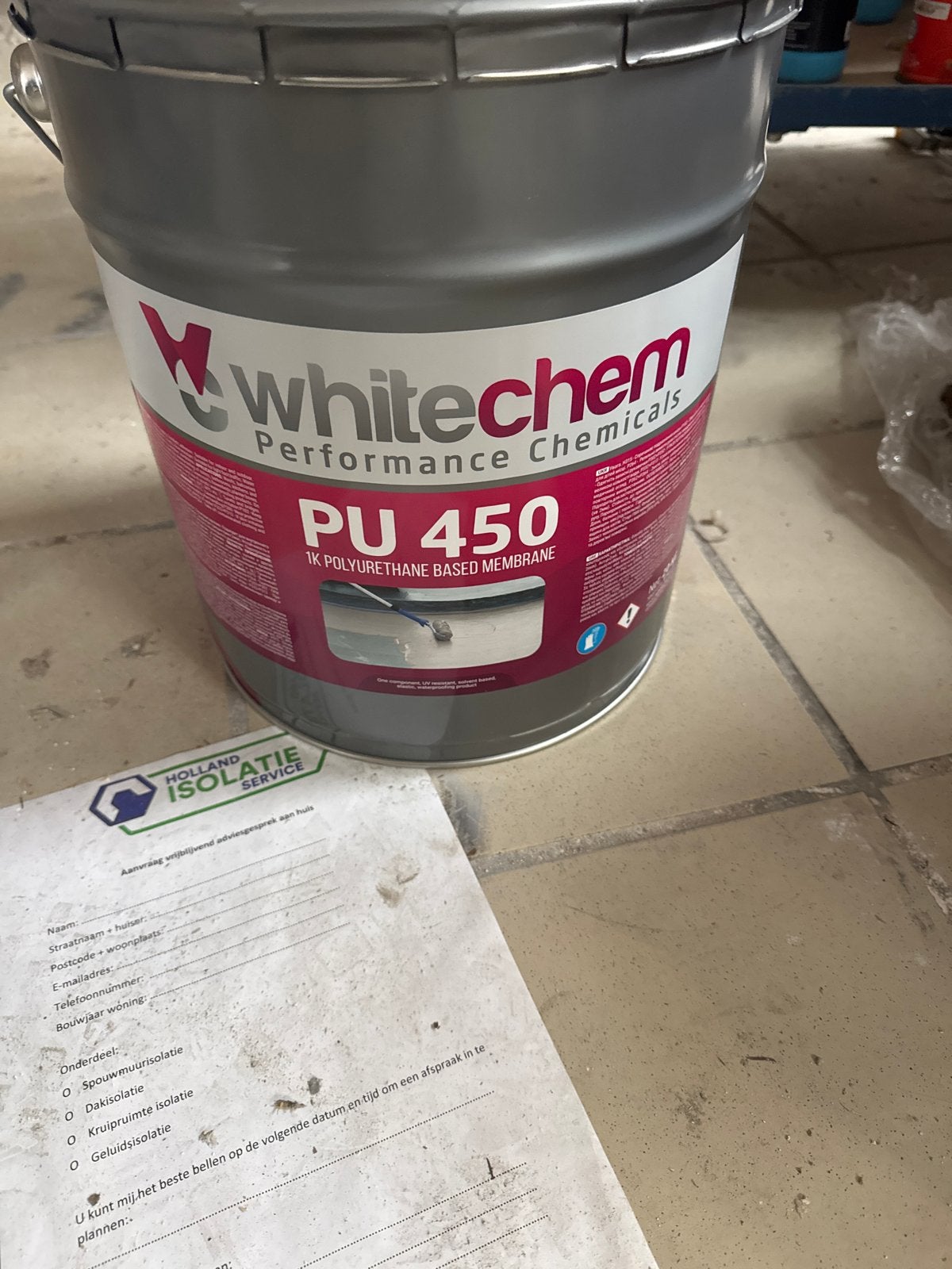 Whitechem PU 450 1K Polyurethaan Gebaseerd Membraan, Ophalen, Nieuw, Verf, 10 tot 15 liter