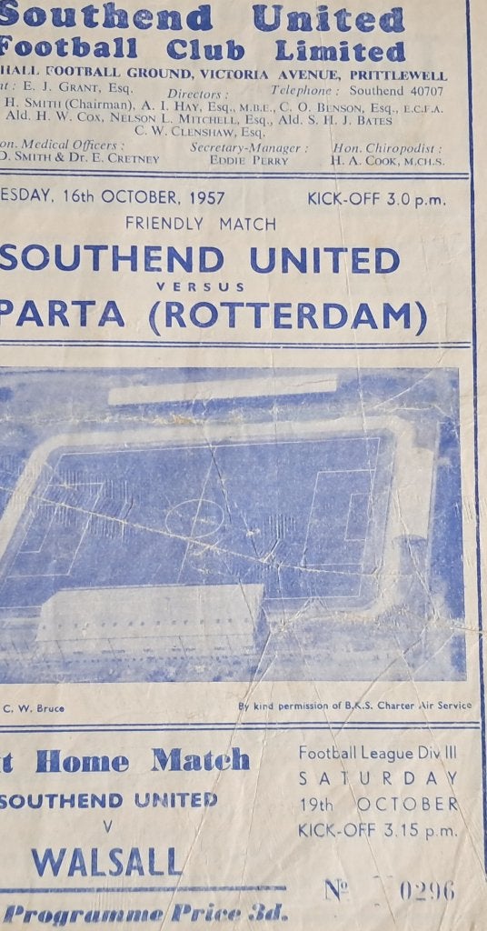 Southend United - Sparta 1957/1958, Ophalen of Verzenden, Gebruikt, Sparta, Boek of Tijdschrift
