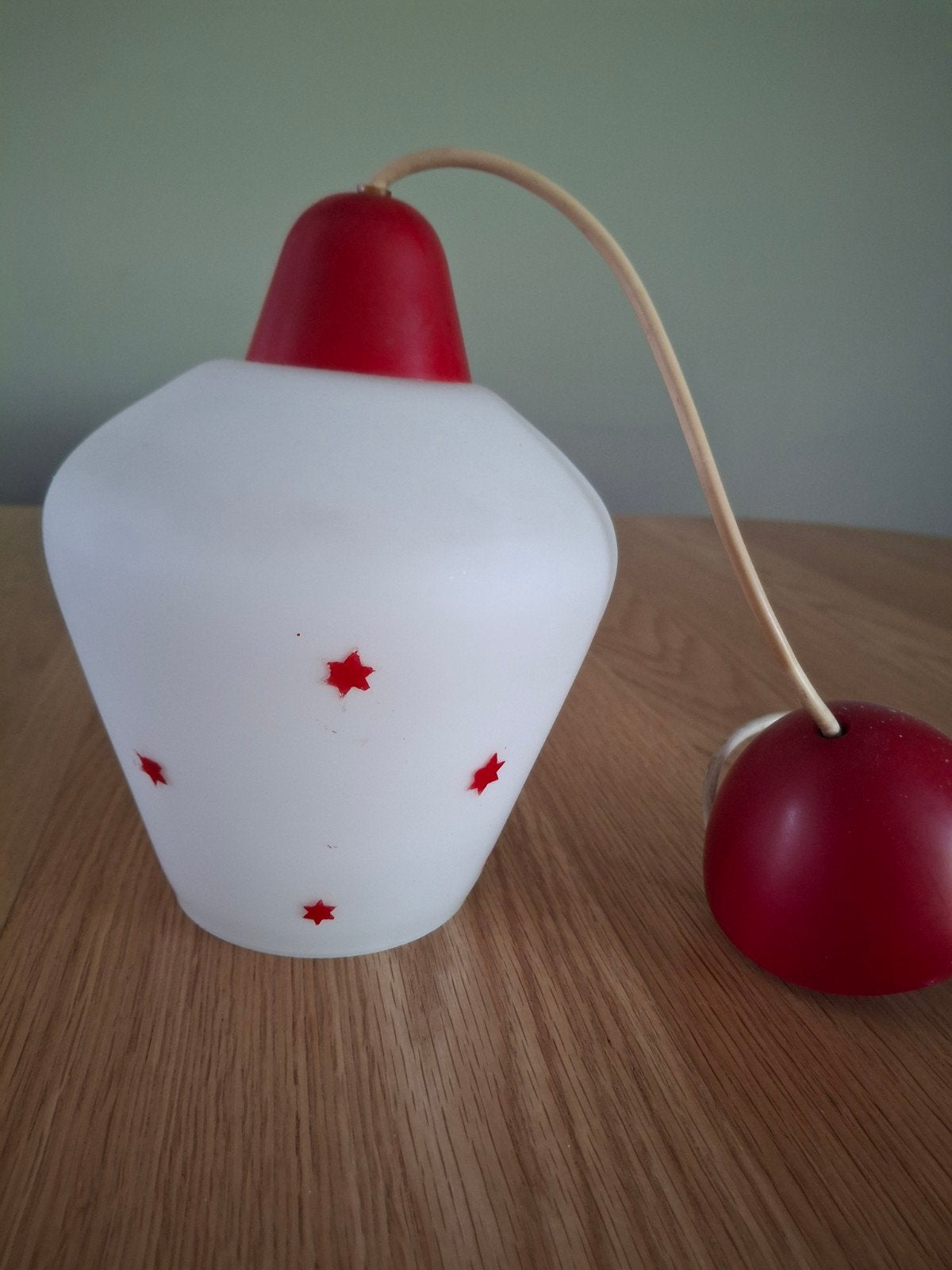 Vintage Opaline Hanglamp met Rode Sterren, Jaren 60/70, Ophalen of Verzenden