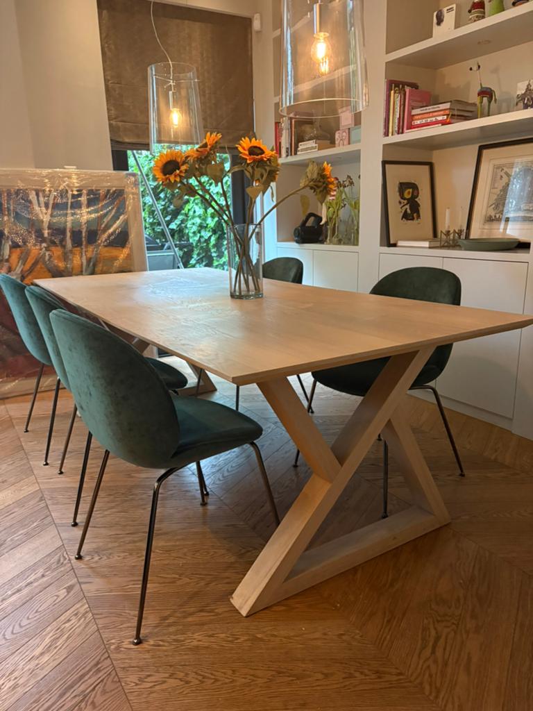 Houten eettafel Keijser en Co, Huis en Inrichting, Ophalen, 100 tot 150 cm, 200 cm of meer, Zo goed als nieuw