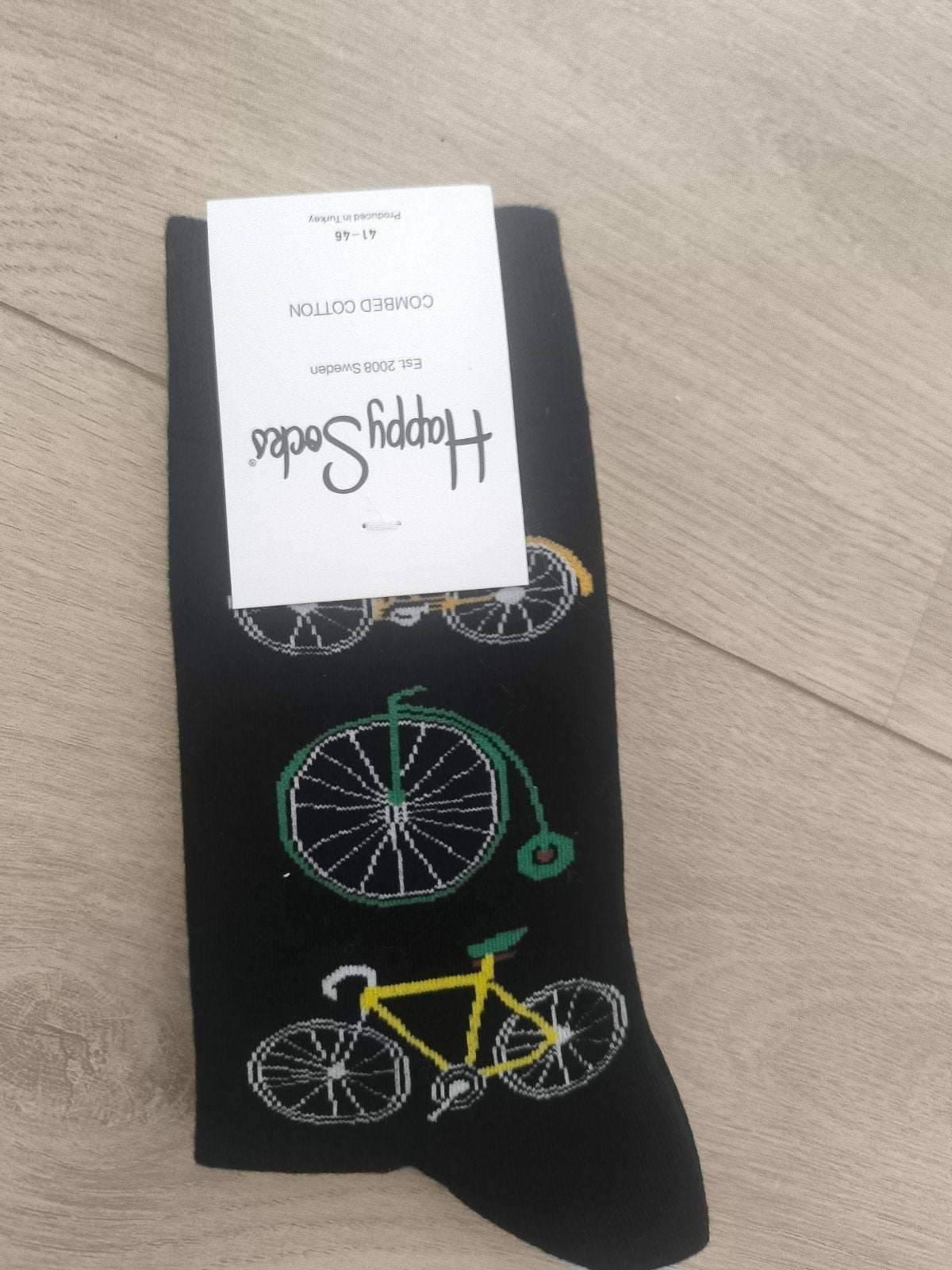 Happy Socks met fietsenprint - Maat 41-46, Verzenden, Zwart, Happy Socks, Nieuw
