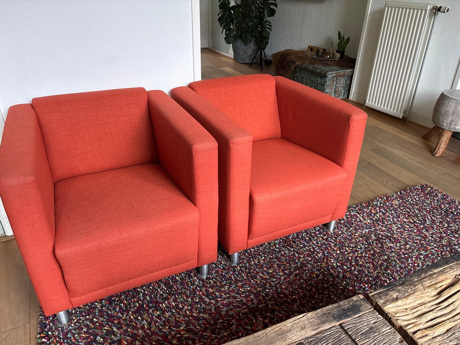 GRATIS-oranje fauteuils, Ophalen, Gebruikt, 75 tot 100 cm, Stof