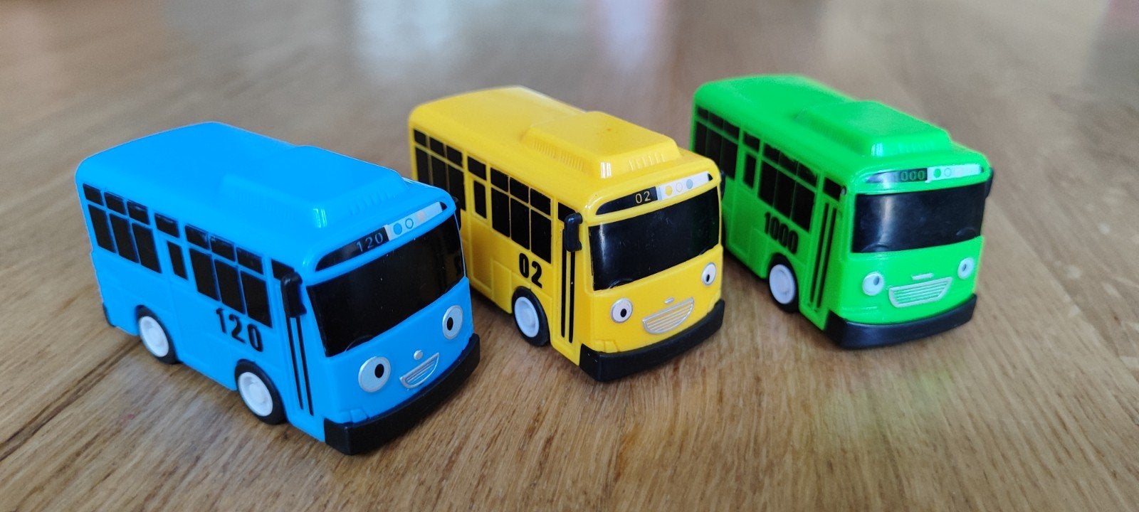 Set van 3 Tayo de Kleine Bus speelgoedbussen, Ophalen of Verzenden, Gebruikt