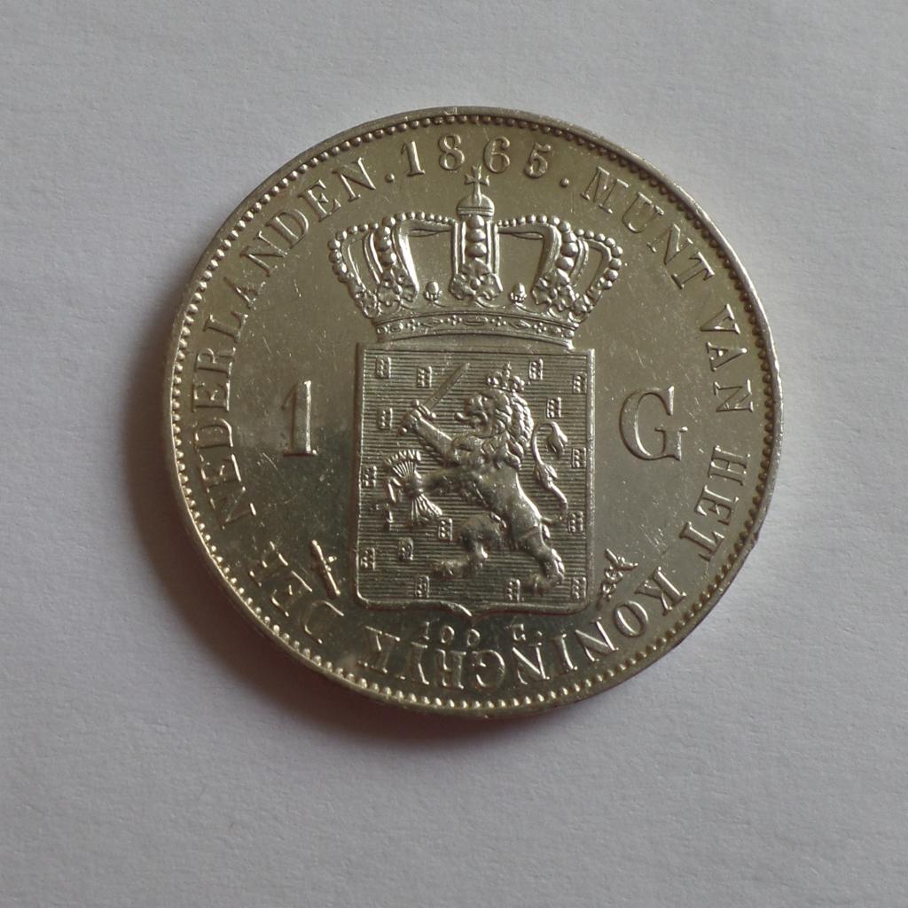 Willem III Gulden 1865, 1 gulden, Koning Willem III, Zilver, Ophalen of Verzenden