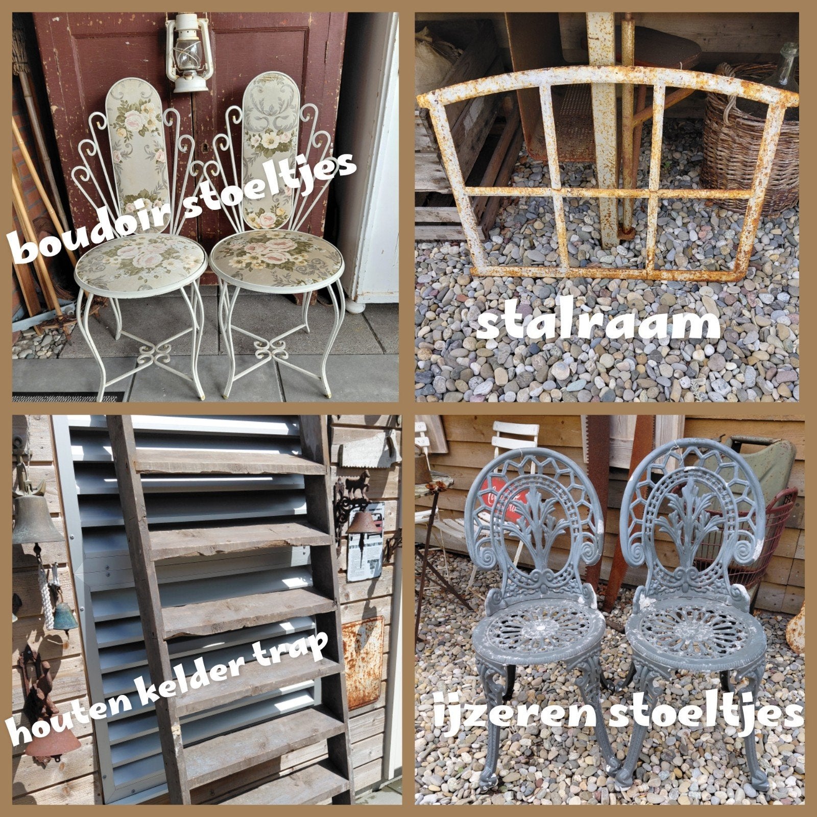 prachtige boudoir Stoeltjes/ijzeren stoelen/oud stalraam/oud, Ophalen