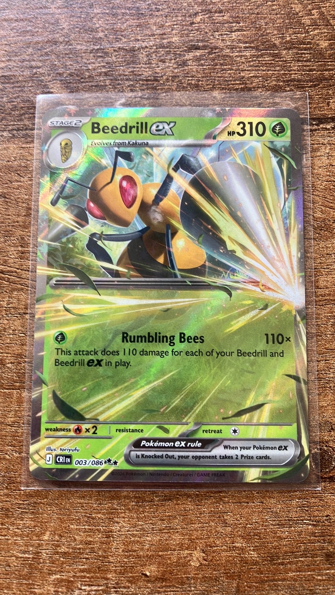 Beedrill ex 003/086 Chaos Rising Pokemon, Ophalen of Verzenden, Nieuw, Losse kaart