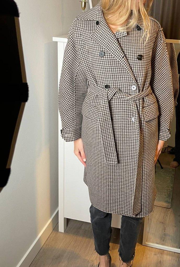 Maje Houndstooth Jas, Bruin, Ophalen of Verzenden, Maat 34 (XS) of kleiner, Maje