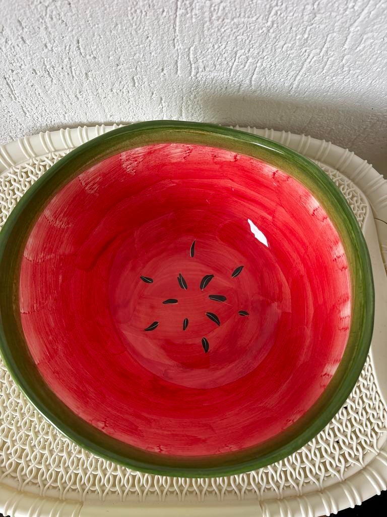 Grote watermeloen schaal - Made in Italy, Gebruikt, Porselein of Keramiek, Schaal, Rond