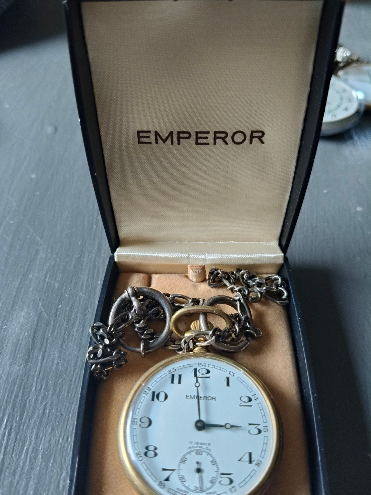 Emperor Zakhorloge met ketting - Vintage en Verguld, Overige materialen, Zakhorloge, 1960 of later, Verguld