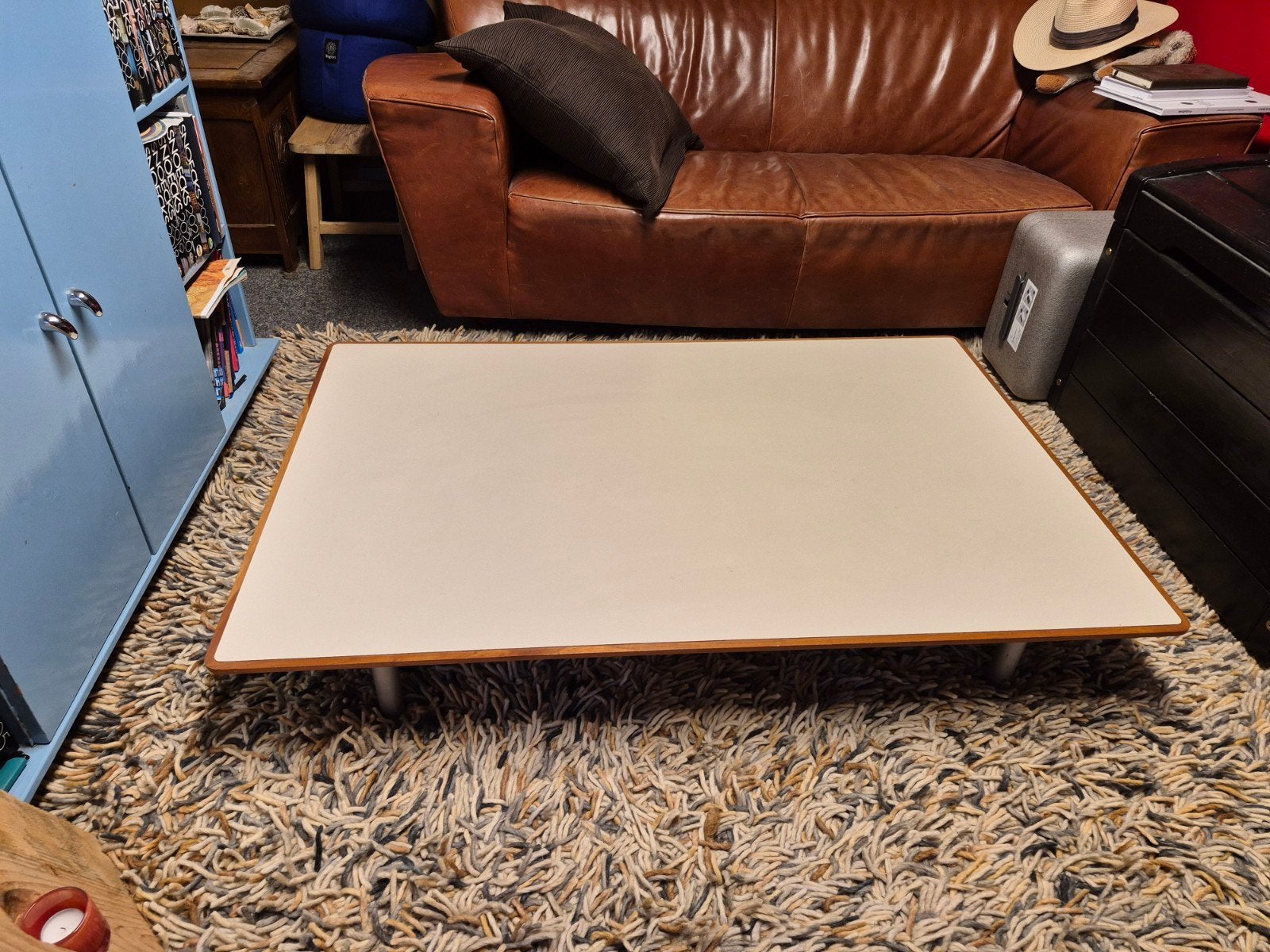 Cassina MET salontafel - Duropol, kersenhout, aluminium, Huis en Inrichting, Tafels | Salontafels, Ophalen, Gebruikt, 100 tot 150 cm