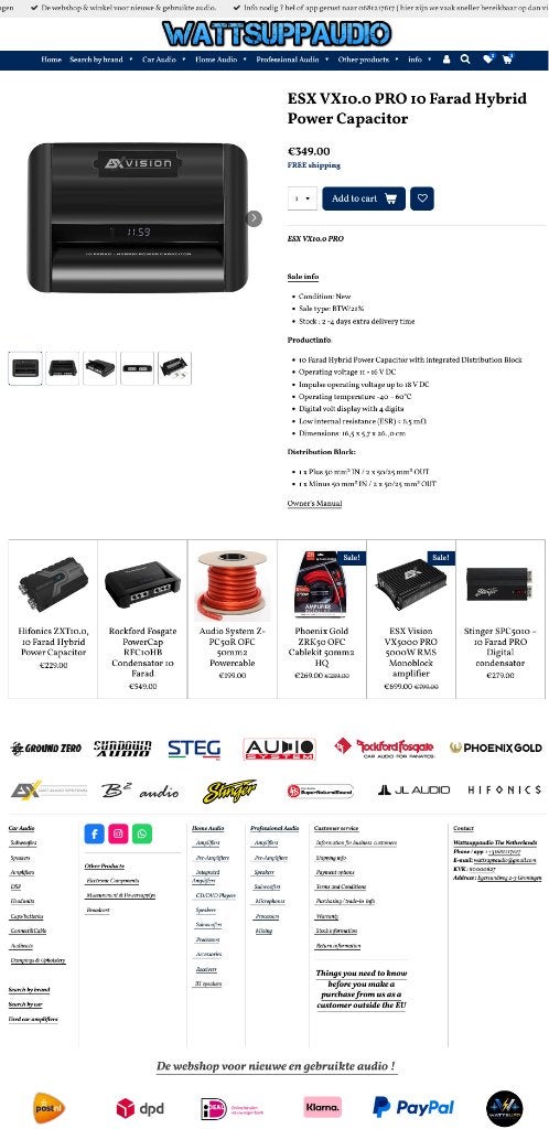 ESX VX10.0 PRO 10 Farad Hybrid Power Capacitor / Condensator, Auto diversen, Audio Design, Nieuw, Am Breilingsweg 3, 76709 Kronau, Duitsland