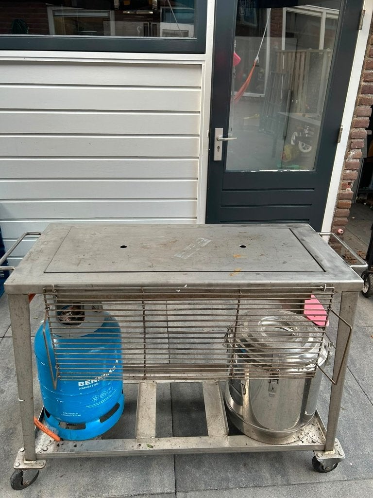 RVS Gas BBQ / Grill Horeca Verrijdbaar Zwaar uitgevoerd, Ophalen of Verzenden, Gebruikt