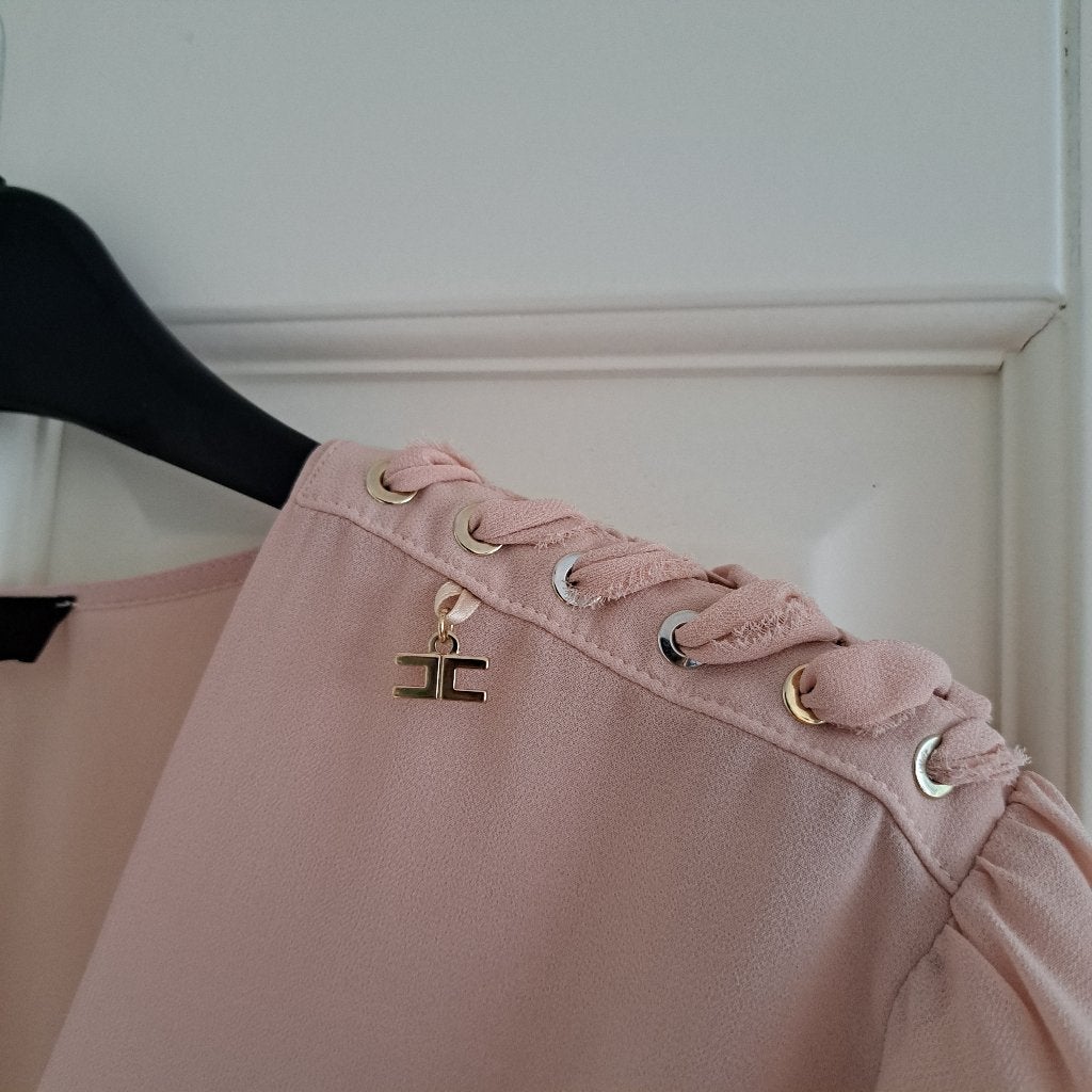 Elisabetta Franchi Bodysuit luxe blouse zacht roze L 48847, Elisabetta Franchi, ., Maat 42/44 (L), Ophalen of Verzenden