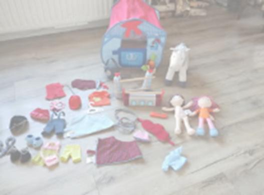 HABA speelgoed set (paard, poppen, jumping en kledingset), Verzenden, Zo goed als nieuw, Paard