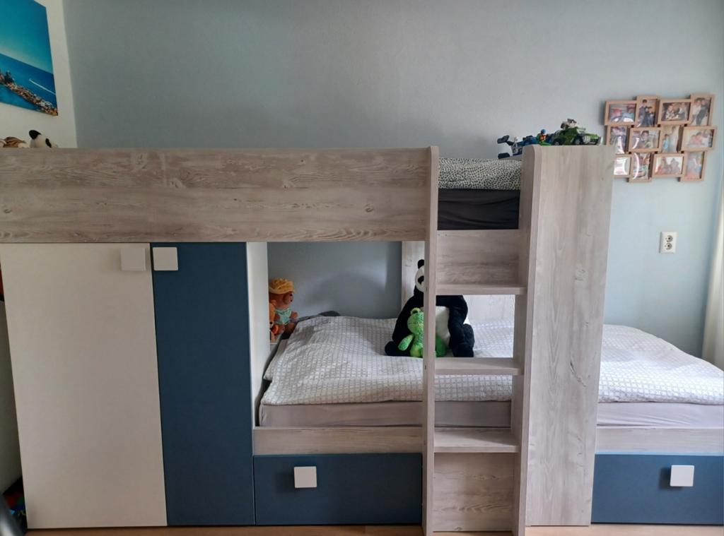 Maxim  ( Trasman) stapelbed - grenen-blauw., Ophalen, Stapelbed