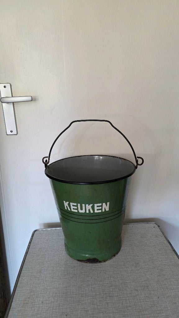 retro geëmailleerde keuken emmer, Ophalen of Verzenden