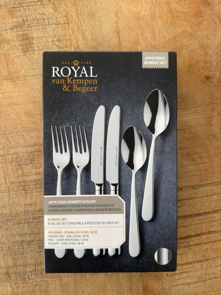 2 stuks Royal van Kempen & Begeer bestekset, 6-delig, Huis en Inrichting, Keuken | Bestek, Ophalen of Verzenden, Nieuw, Rvs of Chroom