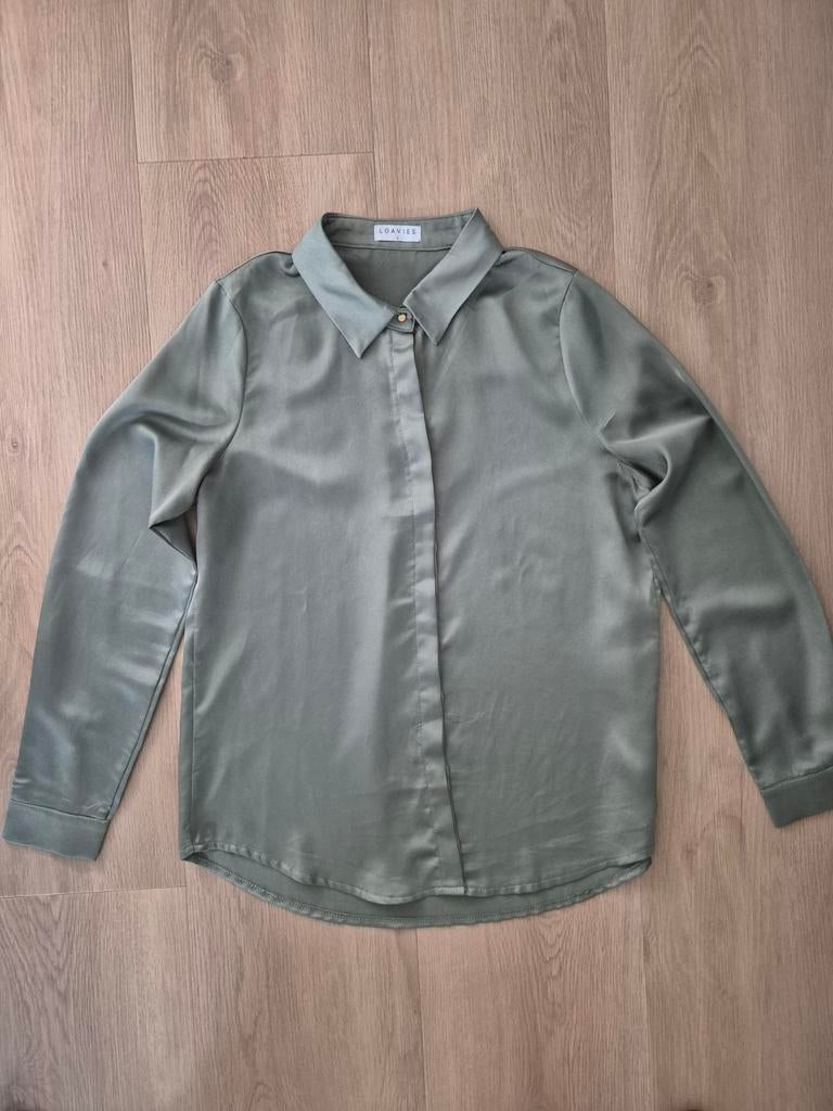 Loavies Satijnen Groene Blouse Maat S, Kleding | Dames, Blouses en Tunieken, Ophalen of Verzenden, Maat 36 (S), Groen, Loavies