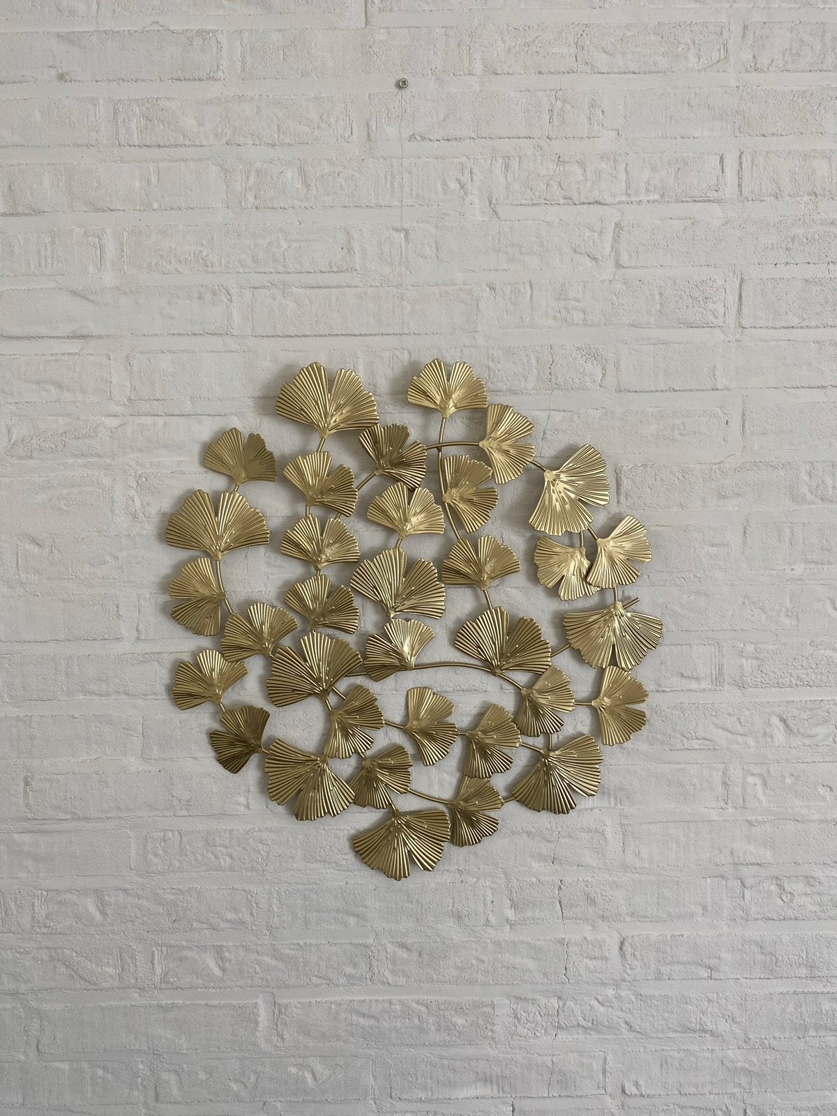 Gouden Ginkgo Bladeren Wanddecoratie - Modern Metaal, Ophalen, Metaal, Wandsculptuur, Nieuw