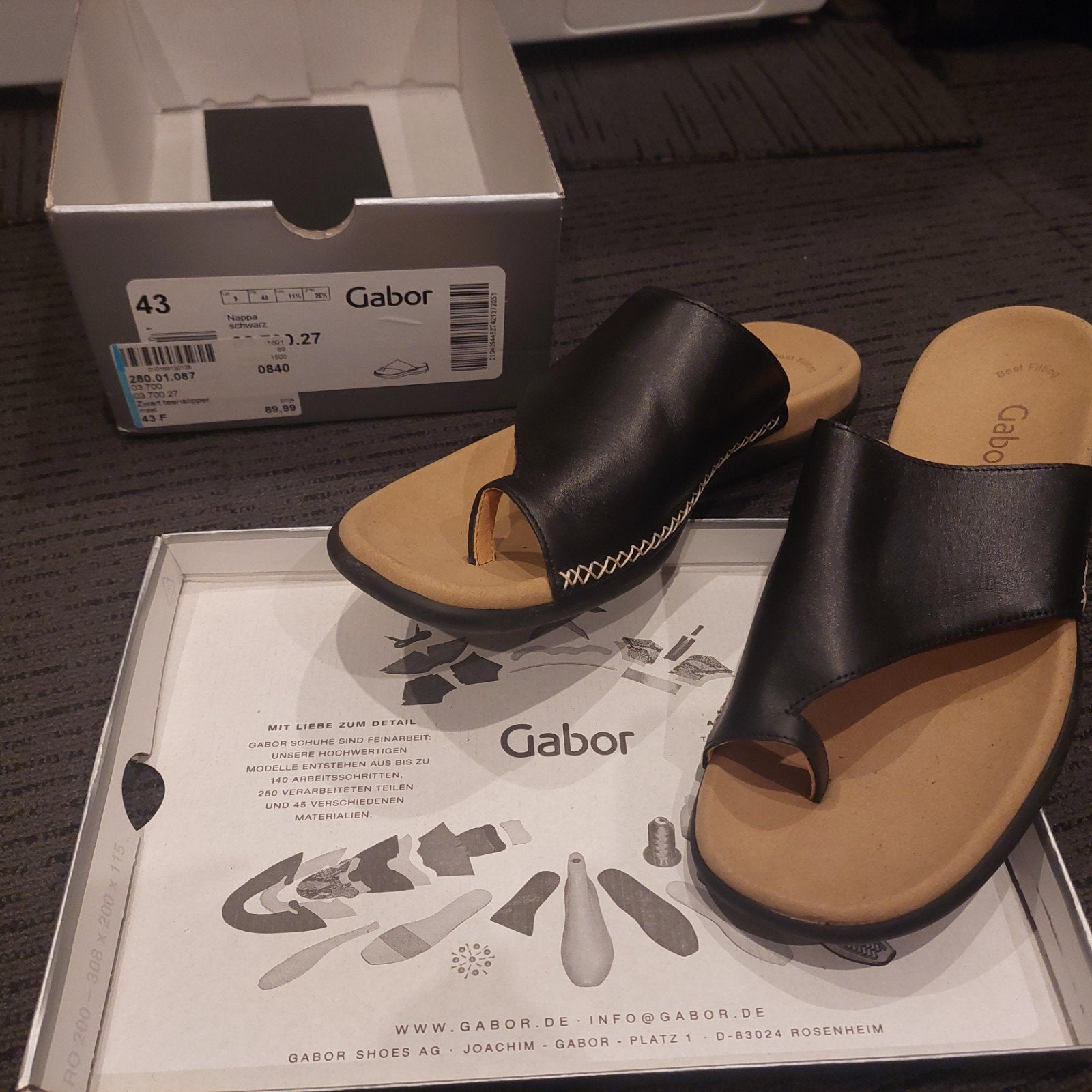 nieuwe gabor teenslippers zwart 43, Kleding | Dames, Schoenen, Ophalen, Zwart, Gabor, Nieuw