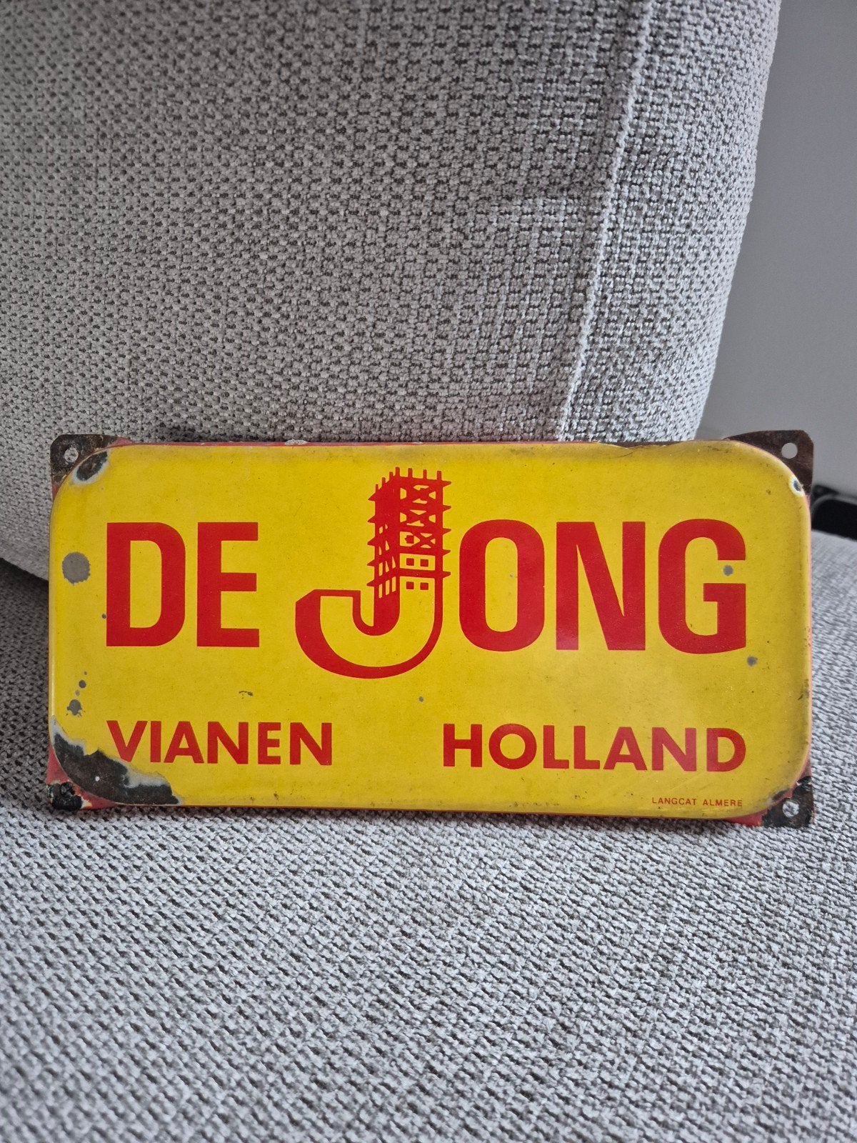 Emaille bord De jong Holland, Ophalen of Verzenden, Gebruikt, Reclamebord