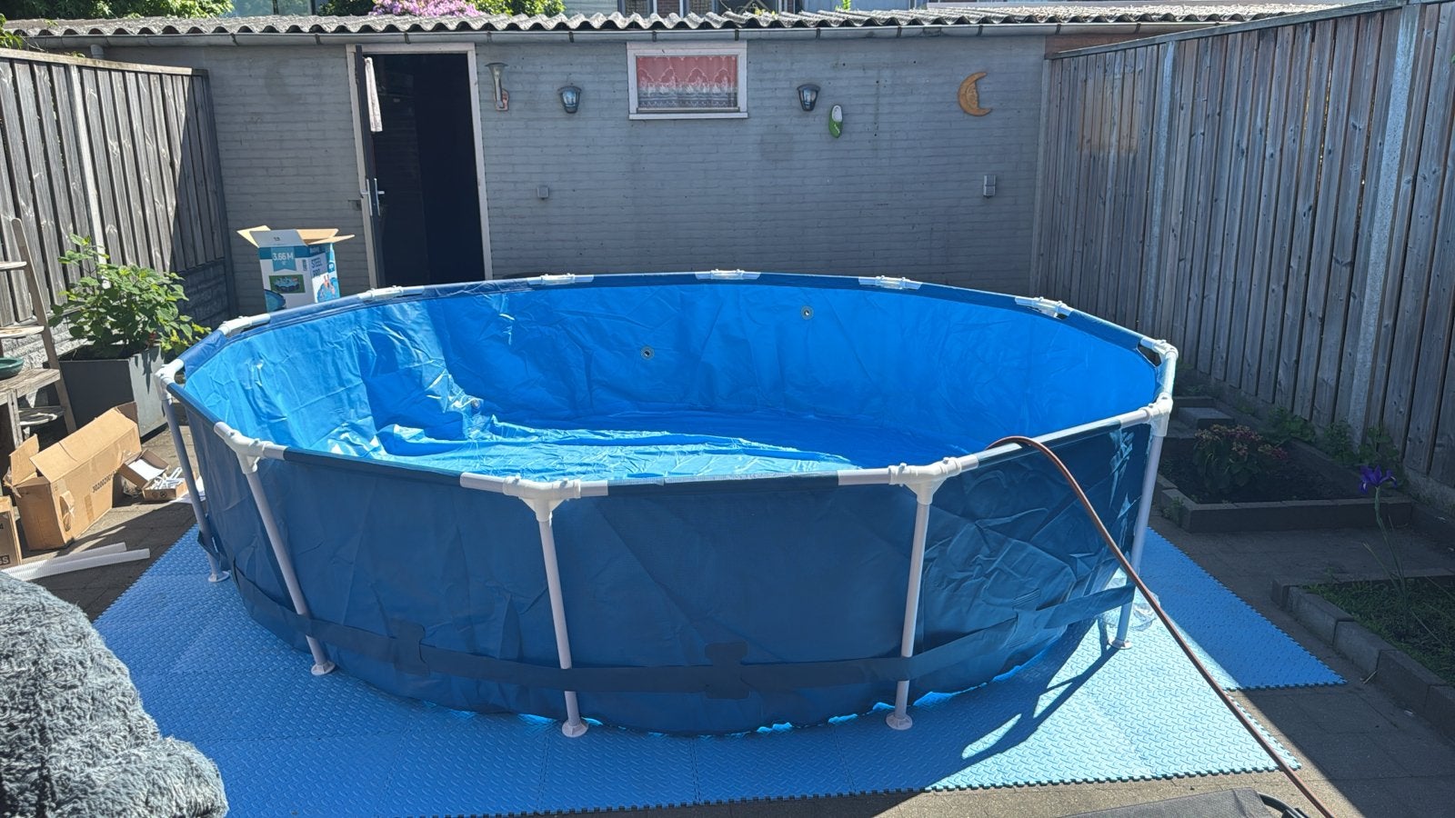 Rond opzetzwembad met frame - 366x100 cm, Ophalen, Gebruikt, 80 tot 120 cm, Rond