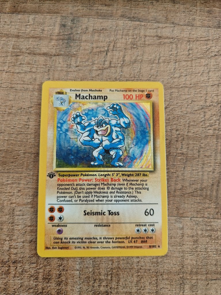 Machamp base set first edition, Ophalen of Verzenden, Zo goed als nieuw