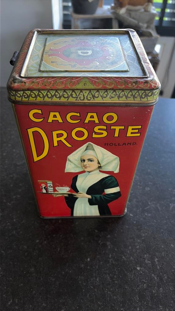 Droste 2,5 kiloblik uit begin 1900, Verzamelen, Blikken, Ophalen of Verzenden, Zo goed als nieuw, Overige, Droste