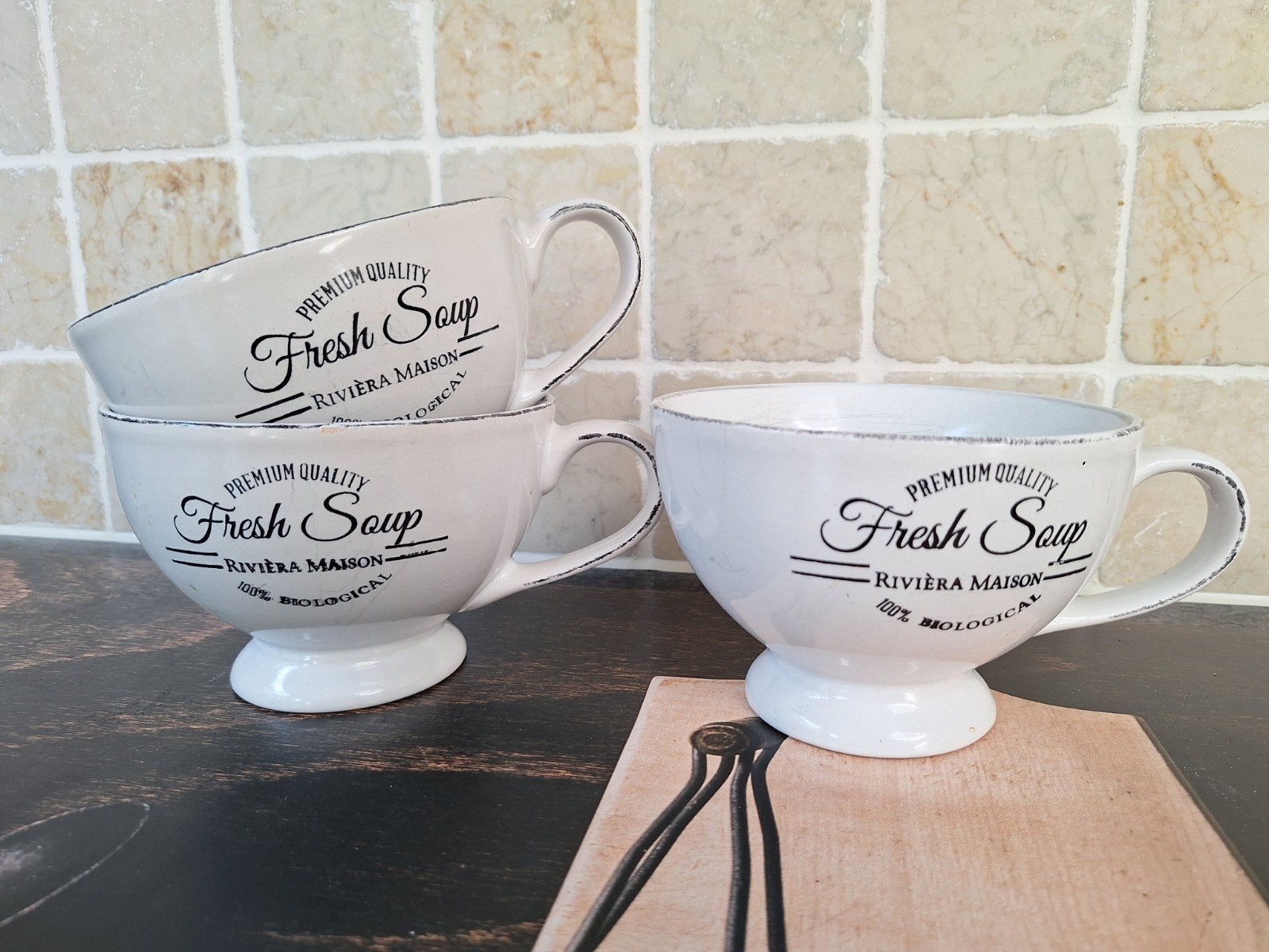 Riviera Maison Fresh Soup kommen - Set van 3, Ophalen of Verzenden, Overige stijlen, Kom(men)