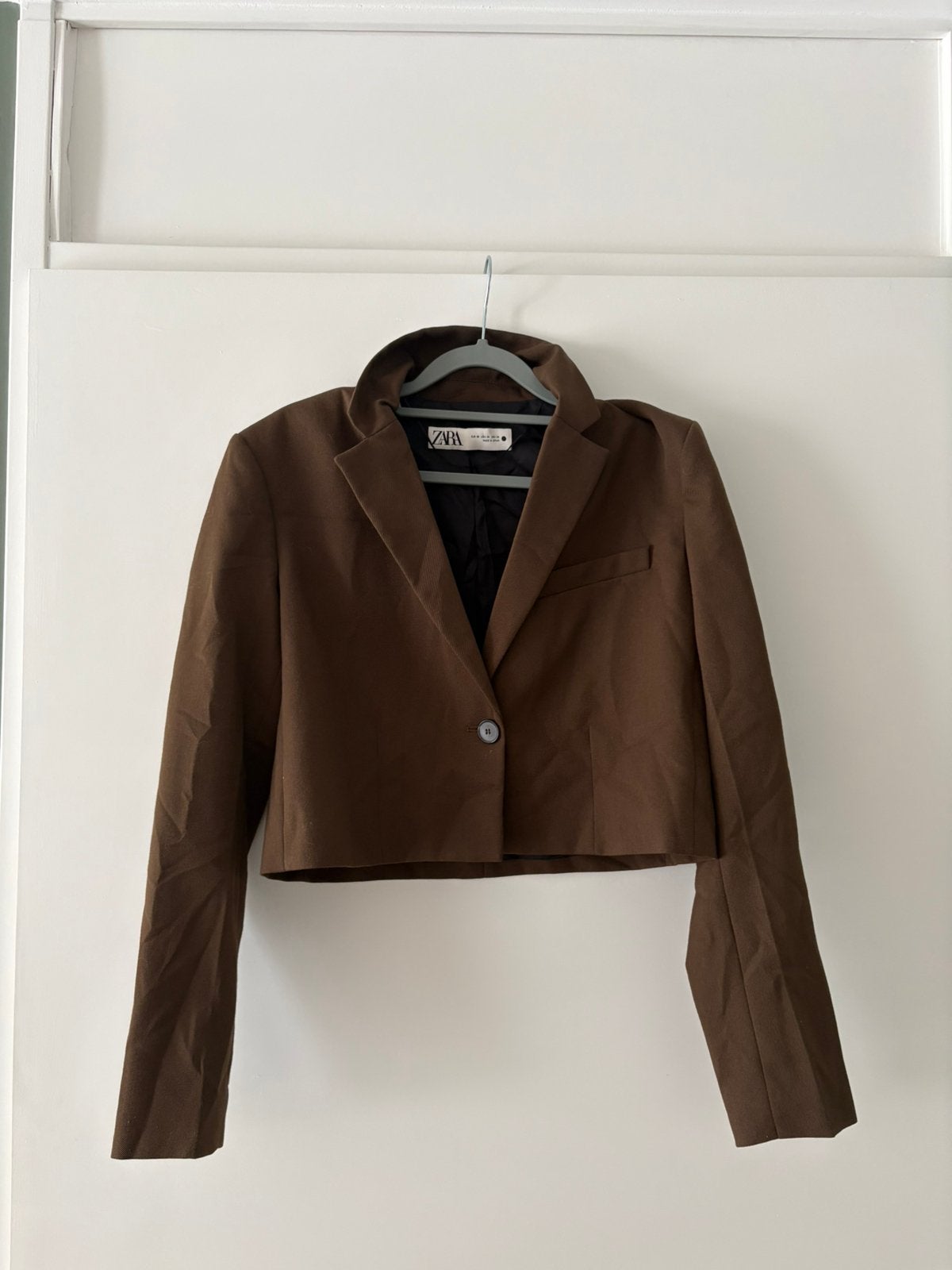 Zara Cropped Blazer, Ophalen of Verzenden, Zo goed als nieuw, Maat 34 (XS) of kleiner, Bruin