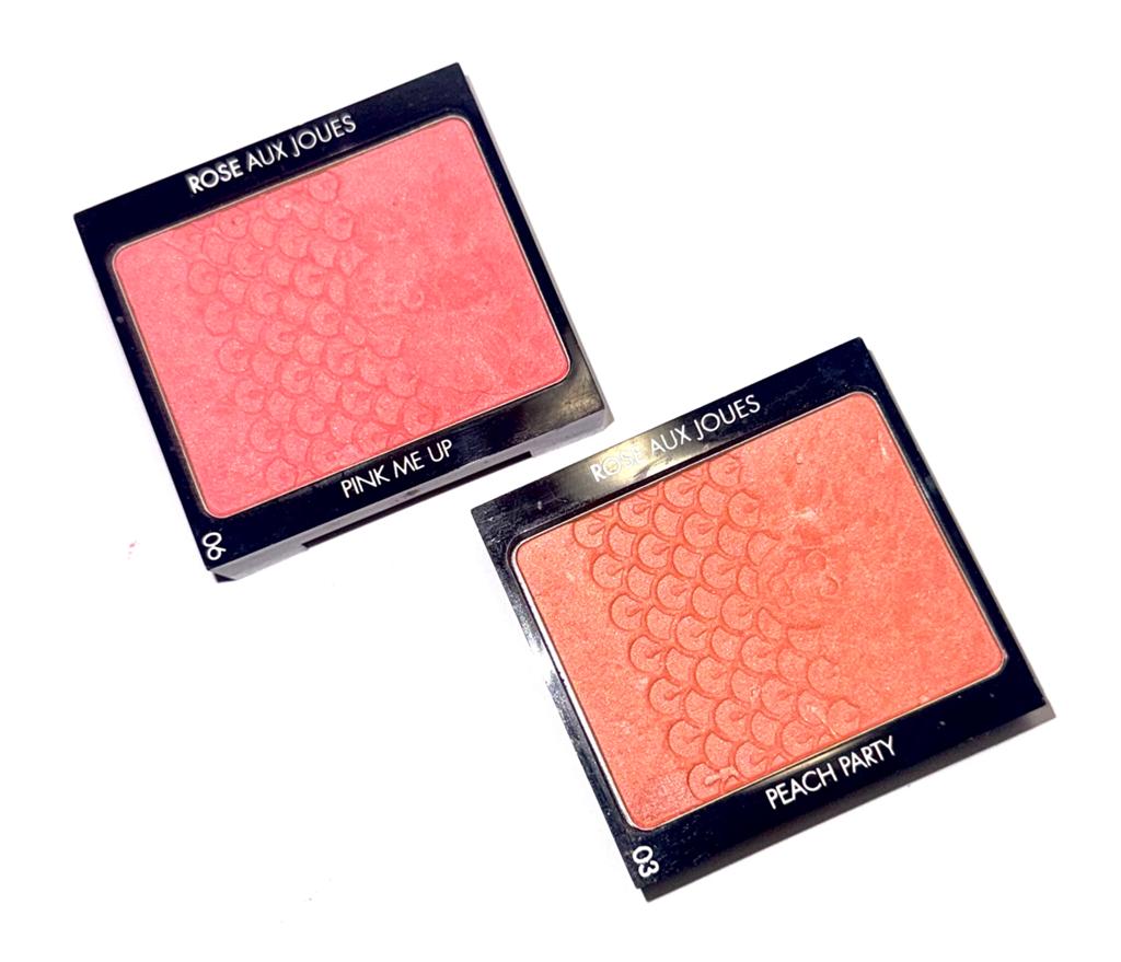 Guerlain rose aux joues blush 06 pink me up, 03 peach party, Ophalen of Verzenden, Zo goed als nieuw, Roze, Wangen