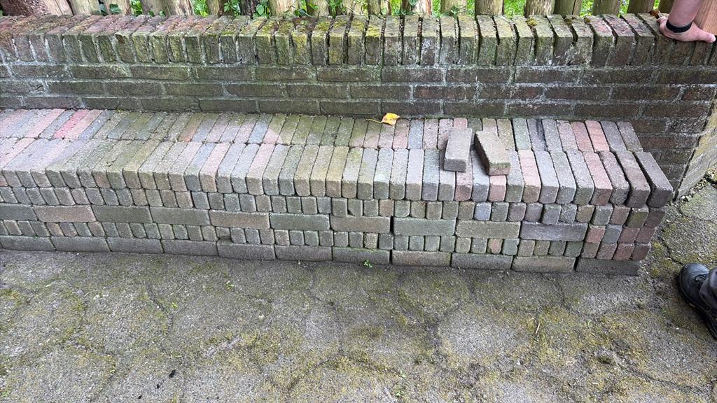 Gemeleerde en getrommelde tuinklinkers, Tuin en Terras, Tegels en Klinkers, Ophalen, Gebruikt, Klinkers, 10 m² of meer