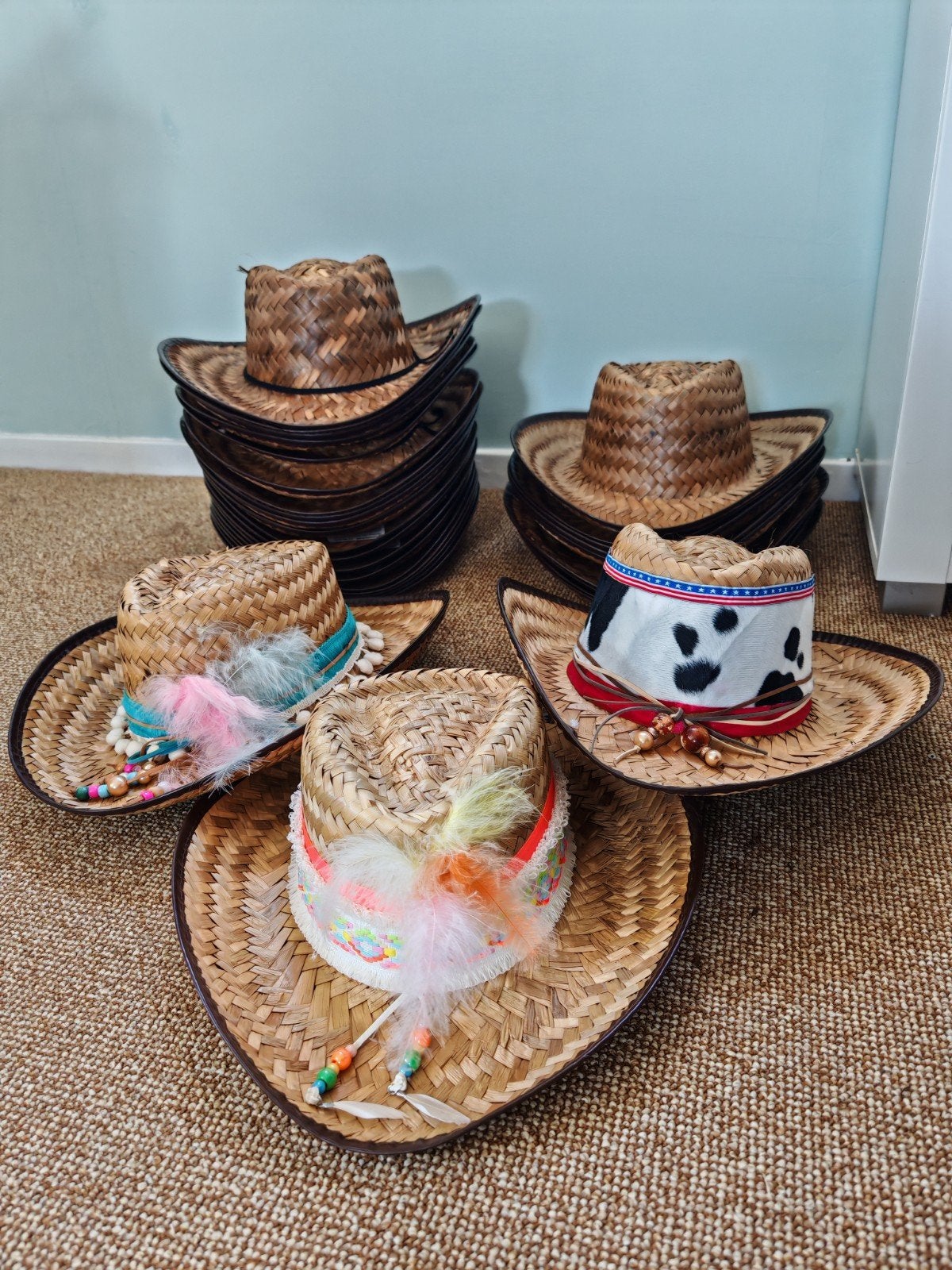 Set rieten hoeden / cowboyhoeden, Ophalen, Nieuw, One size fits all