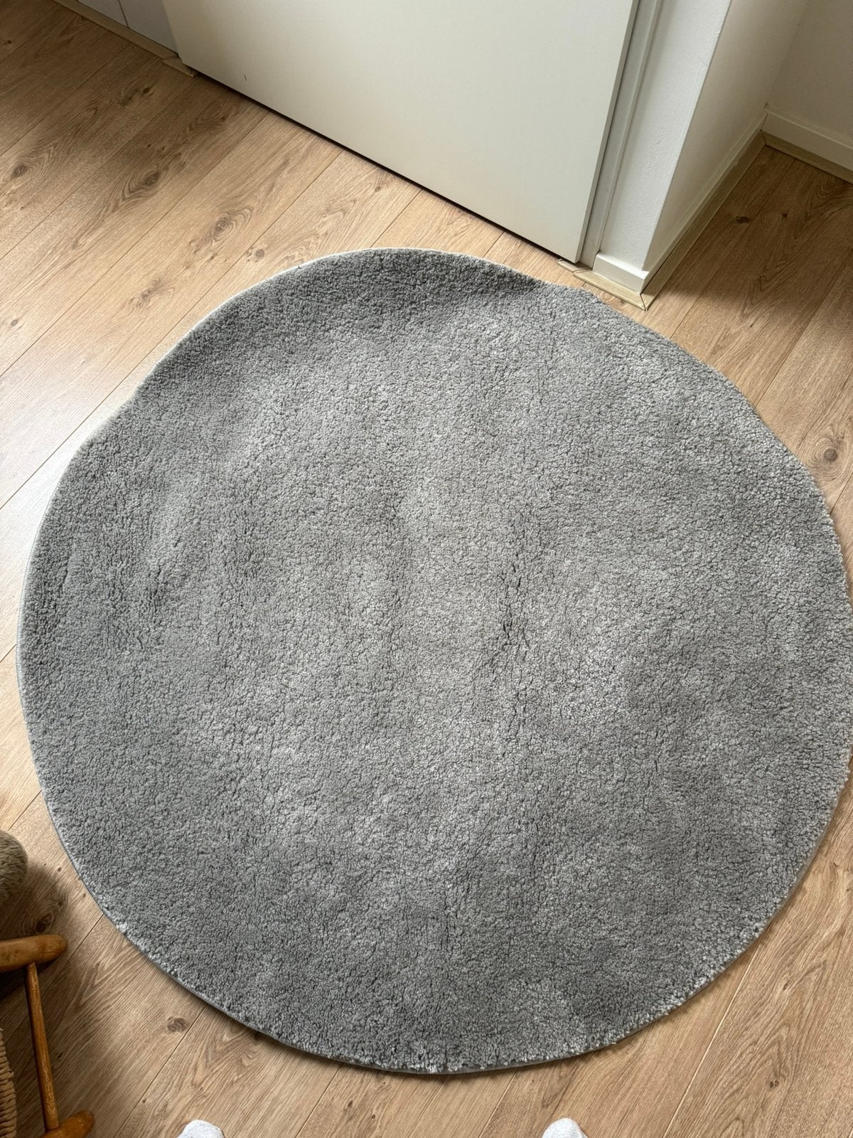 IKEA Stoense vloerkleed 130cm grijs, Ophalen, Rond, Zo goed als nieuw, Grijs