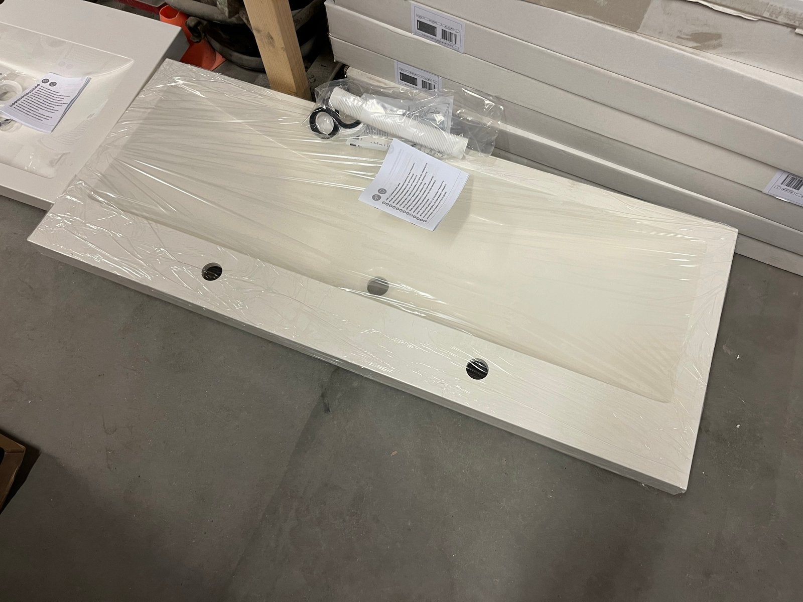 Nieuwe dubbele wastafel 120x49 cm - 25 stuks beschikbaar, Ophalen, 100 tot 150 cm, Nieuw, Wasbak of Wastafel