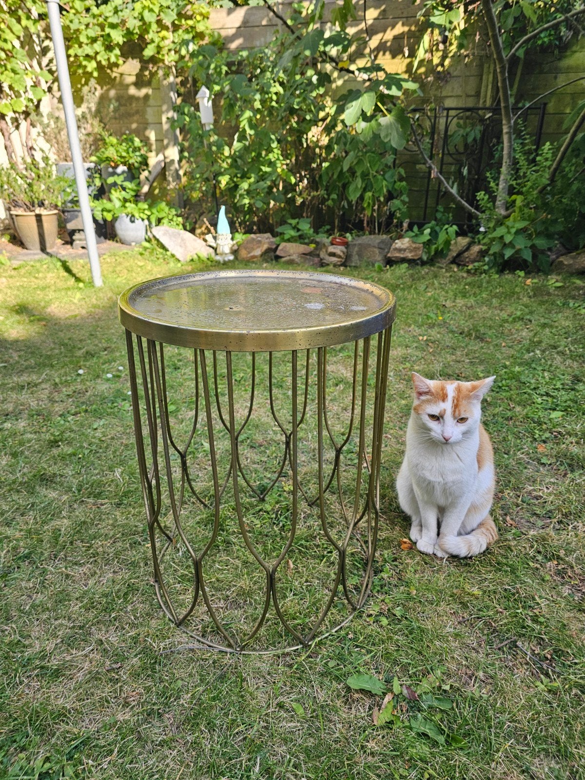 Metalen bijzettafel, Huis en Inrichting, Tafels | Bijzettafels, Minder dan 55 cm, Gebruikt, Metaal of Aluminium, Rond