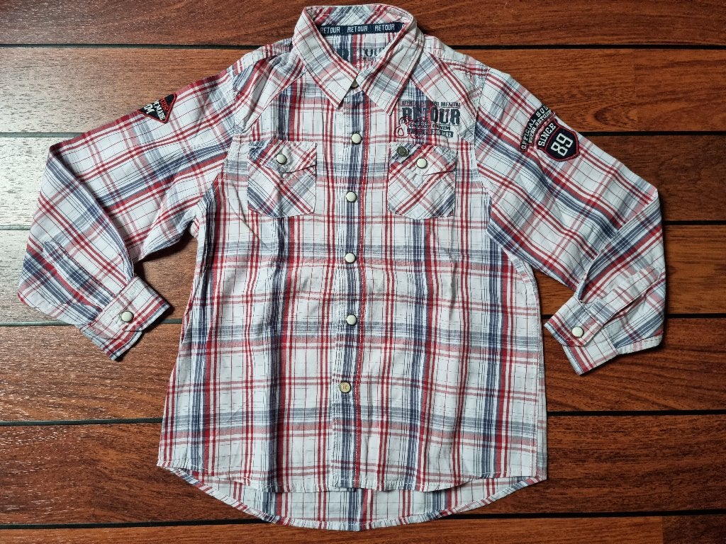 RETOUR Blouse overhemd maat 116 ** SUPER LEUK **, Gebruikt, Overhemd of Blouse, Ophalen of Verzenden, Jongen