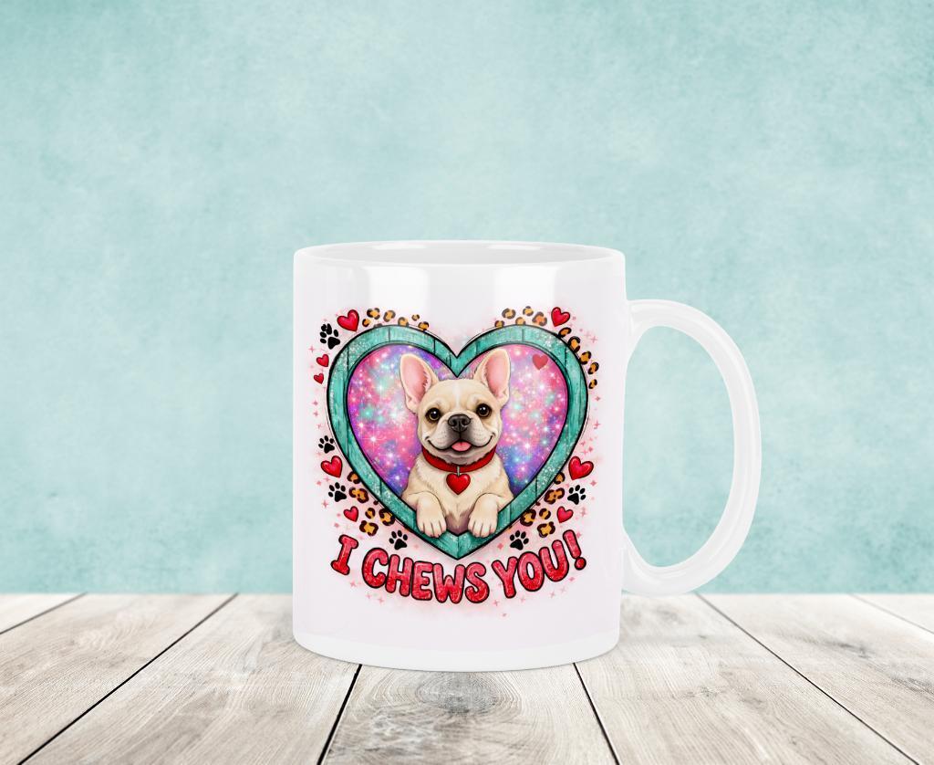 I Chews You Franse Bulldog mok - Valentijnsdag, Verzenden, Nieuw, Overige stijlen, Kop(pen) en/of Schotel(s)