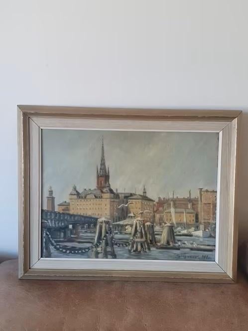 SIGNAR BENGTSSON stadsgezicht Stockholm 1941, Antiek en Kunst, Kunst | Schilderijen | Klassiek, Ophalen