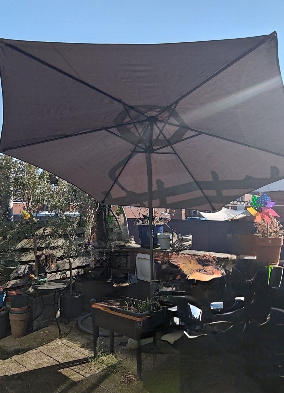 Zweefparasol met hoes - Grijs, 2.5x2.5m, Ophalen