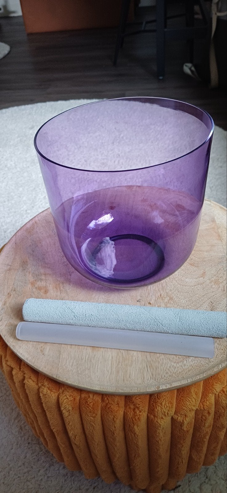 Purple Crystal Singing Bowl F 432 Hz | 18 cm Clear Quartz |, Ophalen of Verzenden, Zo goed als nieuw, Overige soorten, Met koffer of draagtas