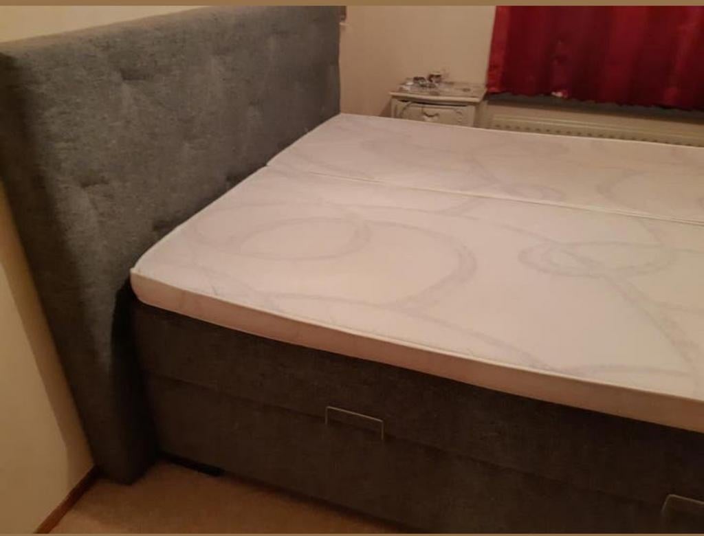 Boxspring met opruimbakken afmeting 1.60 x 200, Huis en Inrichting, Slaapkamer | Boxsprings, Ophalen, Tweepersoons, Grijs, 160 cm