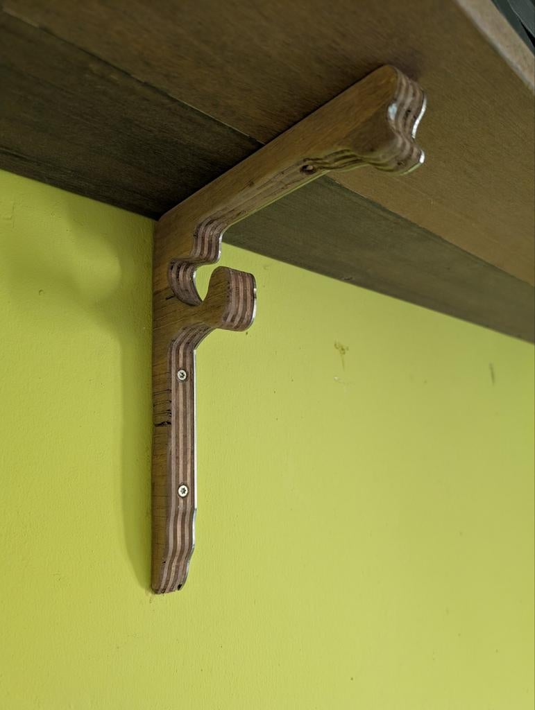 Planken drager, rvs en hout, Ophalen of Verzenden, Hout, Wandkapstok