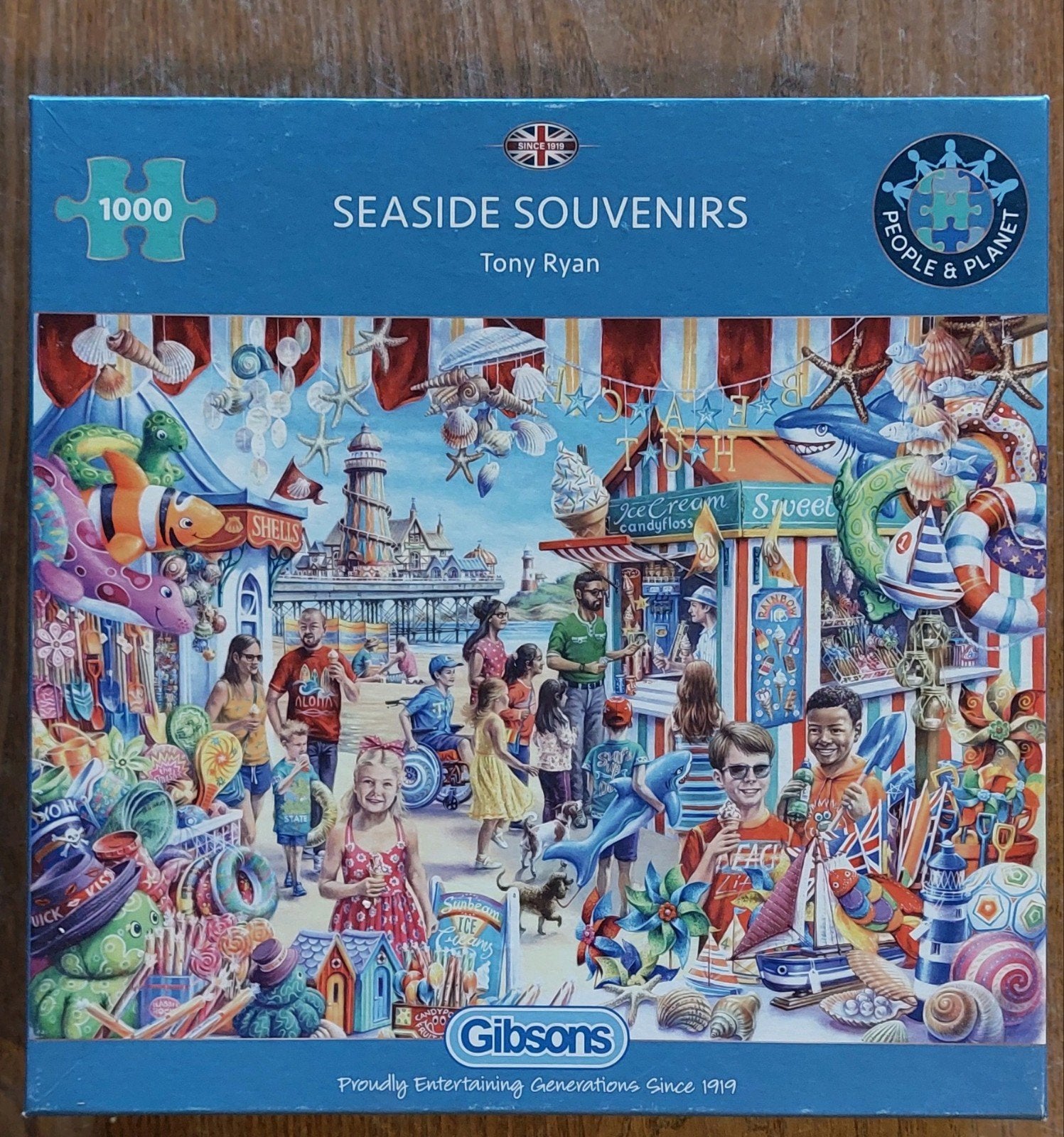 Gibsons puzzel Seaside souvenirs 1000, Ophalen of Verzenden, 500 t/m 1500 stukjes, Zo goed als nieuw, Legpuzzel