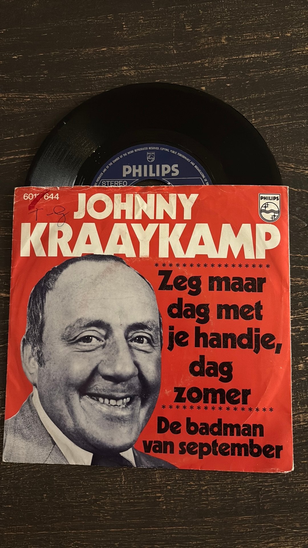 Johnny Kraaykamp - Zeg maar dag met je handje,dag zomer, Cd's en Dvd's, Vinyl Singles, Ophalen of Verzenden, Zo goed als nieuw