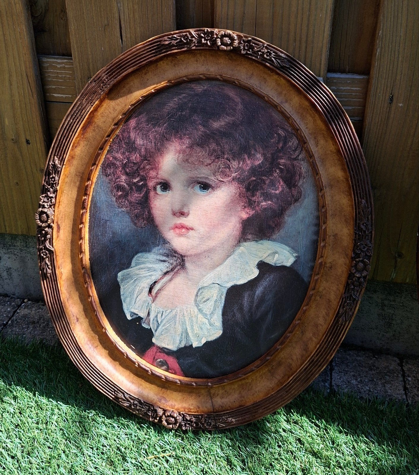 Ovale kunststof lijst met afbeelding van kind, Kunststof, Gebruikt, Met afbeelding, 40 cm