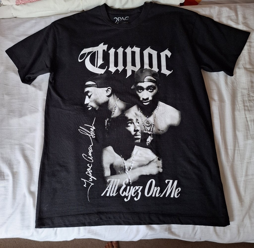 Tupac T-shirt - Pull&Bear - Maat M, Kleding | Heren, T-shirts, Maat 48/50 (M), Zwart, Ophalen of Verzenden, Zo goed als nieuw