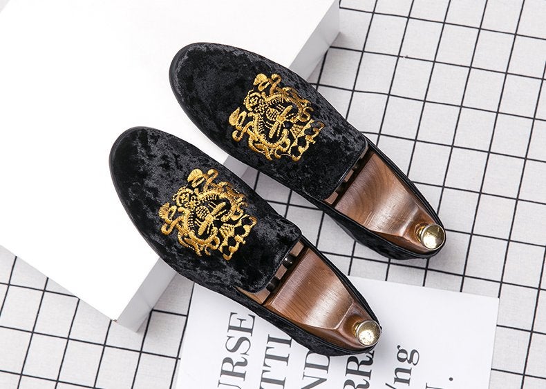 Zwarte fluwelen heren loafers schoenen mocassins luxe sjieke, Verzenden, Nieuw, Zwart, Loafers