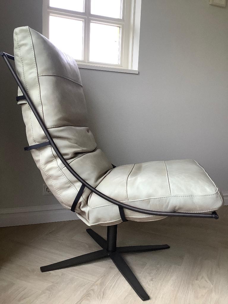 Industriële draaifauteuil Brutus metaal + leer Het Anker, Ophalen, Minder dan 75 cm, Industrieel design, Zo goed als nieuw